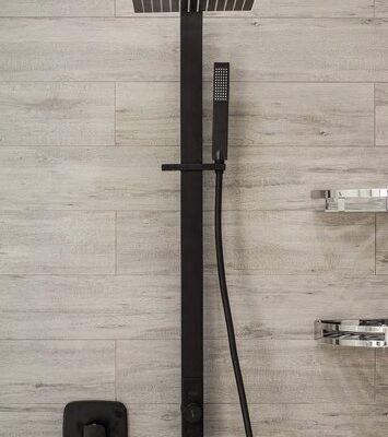 granny-flat-sydney-detail-showerhead-black-mixer-timberlooking-tiles-feature-wall